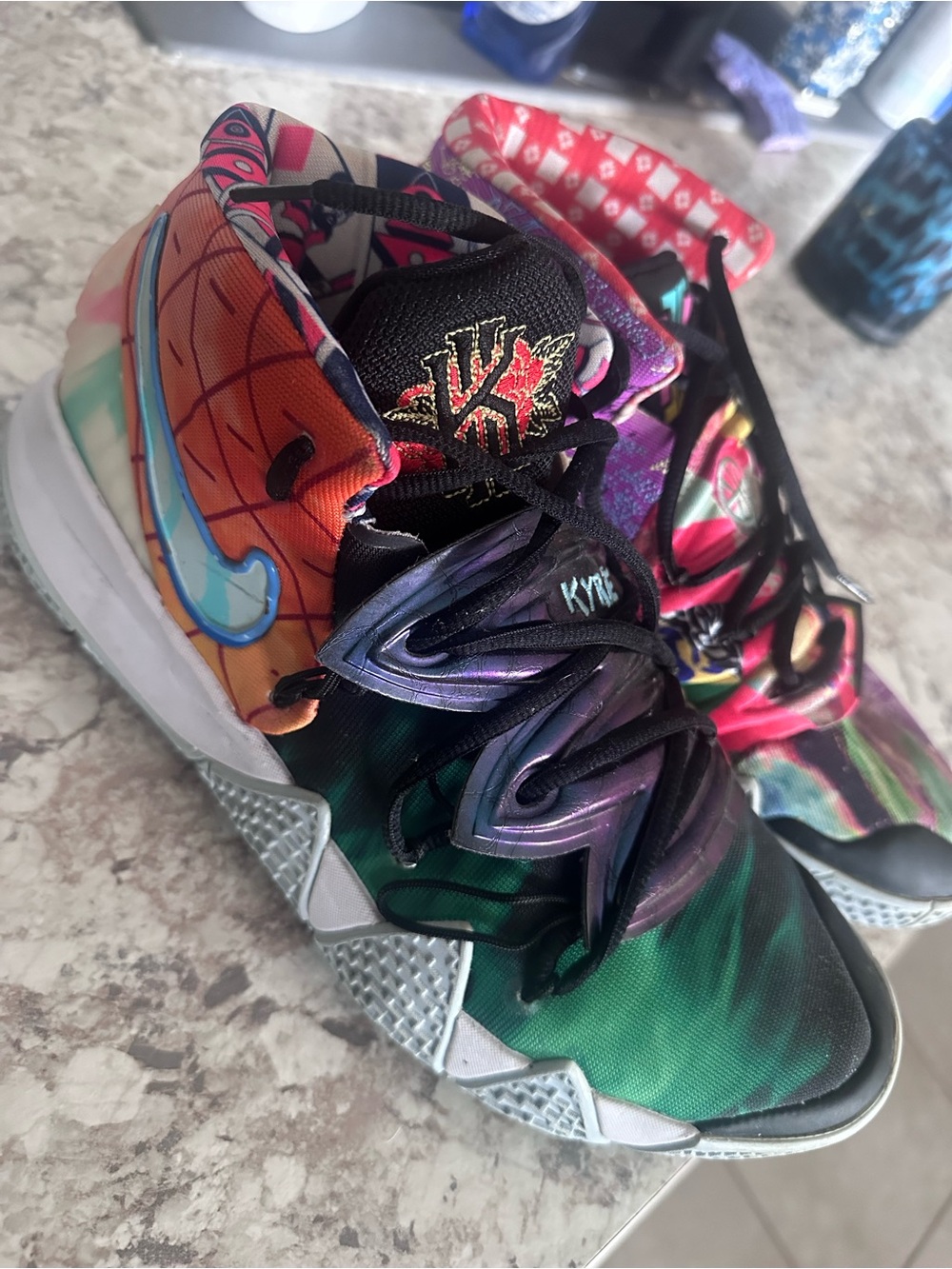 Multicolor Athletic Nikes - Vibrant Green & Purple
